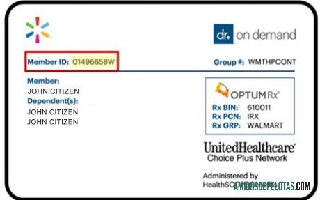 Cartão de identificação de seguro saúde UnitedHealthcare dos EUA exemplo real